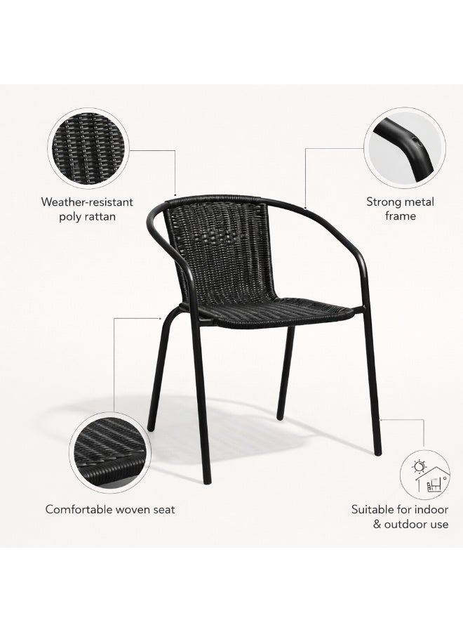 Harmony Home Modern Garden Patio Dining Chair |attan Chair | Weather-Resistant Outdoor Seating for Patio, Balcony & Garden – Black - Image 2